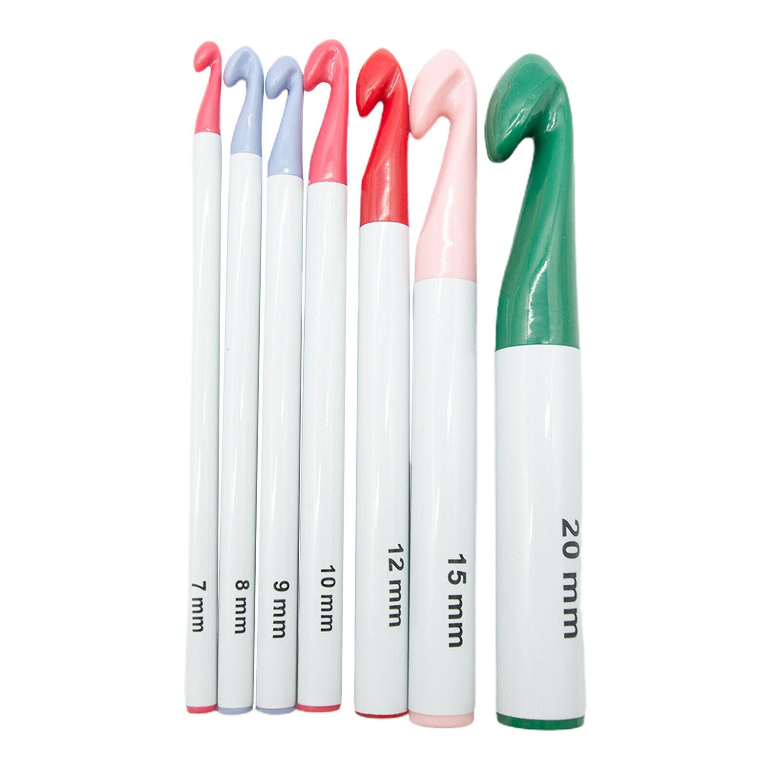 7 Pieces Colorful Crochet Hooks Set Knitting Needles Weave Craft 7mm-20mm