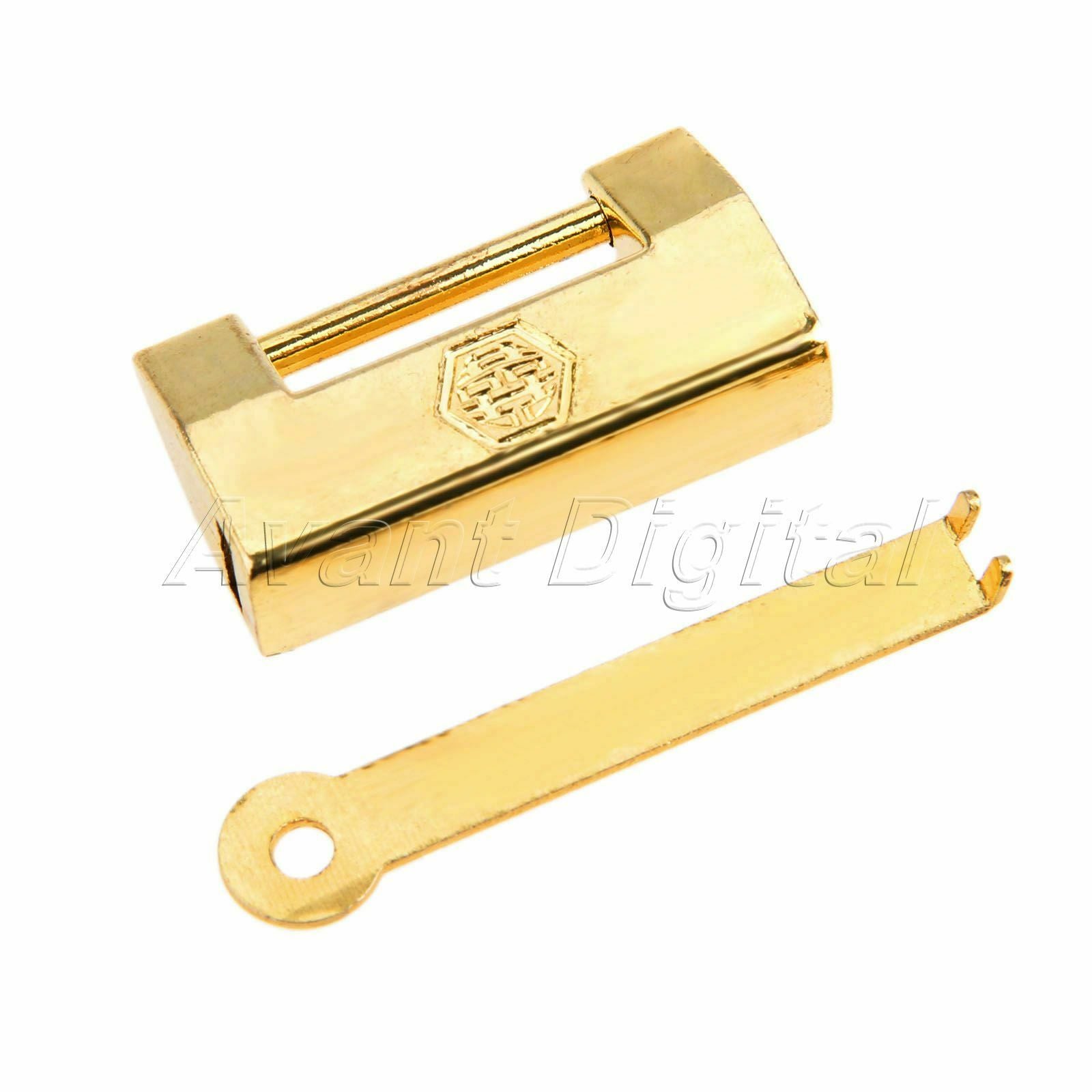 Chinese Old Style Lock Padlock Wood Chest Jewelry Box Suitcase Hardware Decor