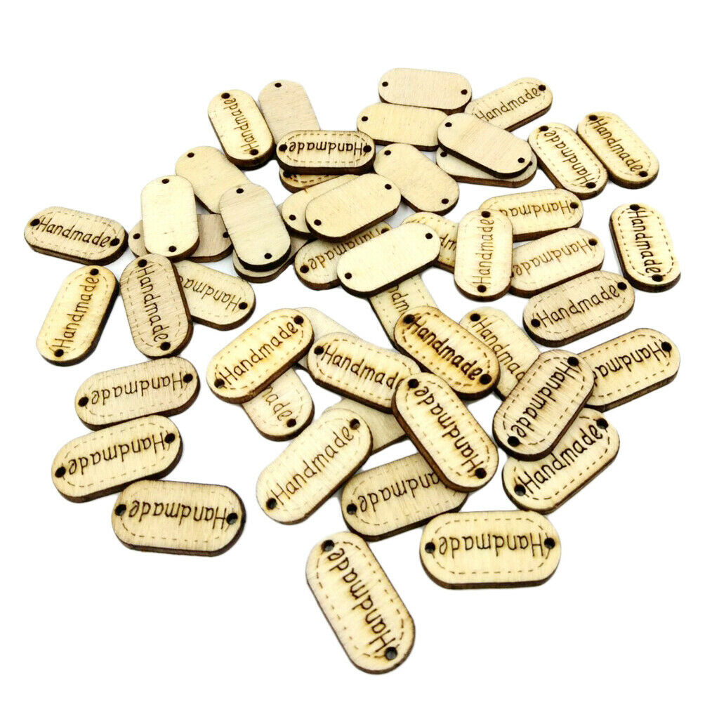 100 pieces shabby chic rectangle handmade wooden buttons 2 holes tags
