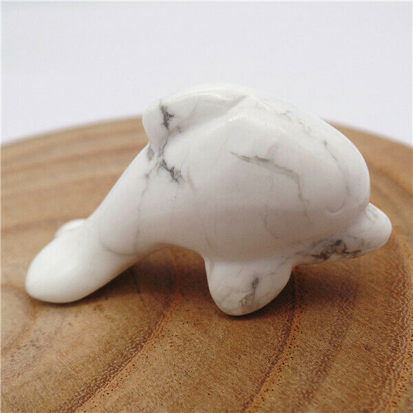 50x28x15mm Natural White Howlite Carved Dolphin Statue Healing Decoration HH8130