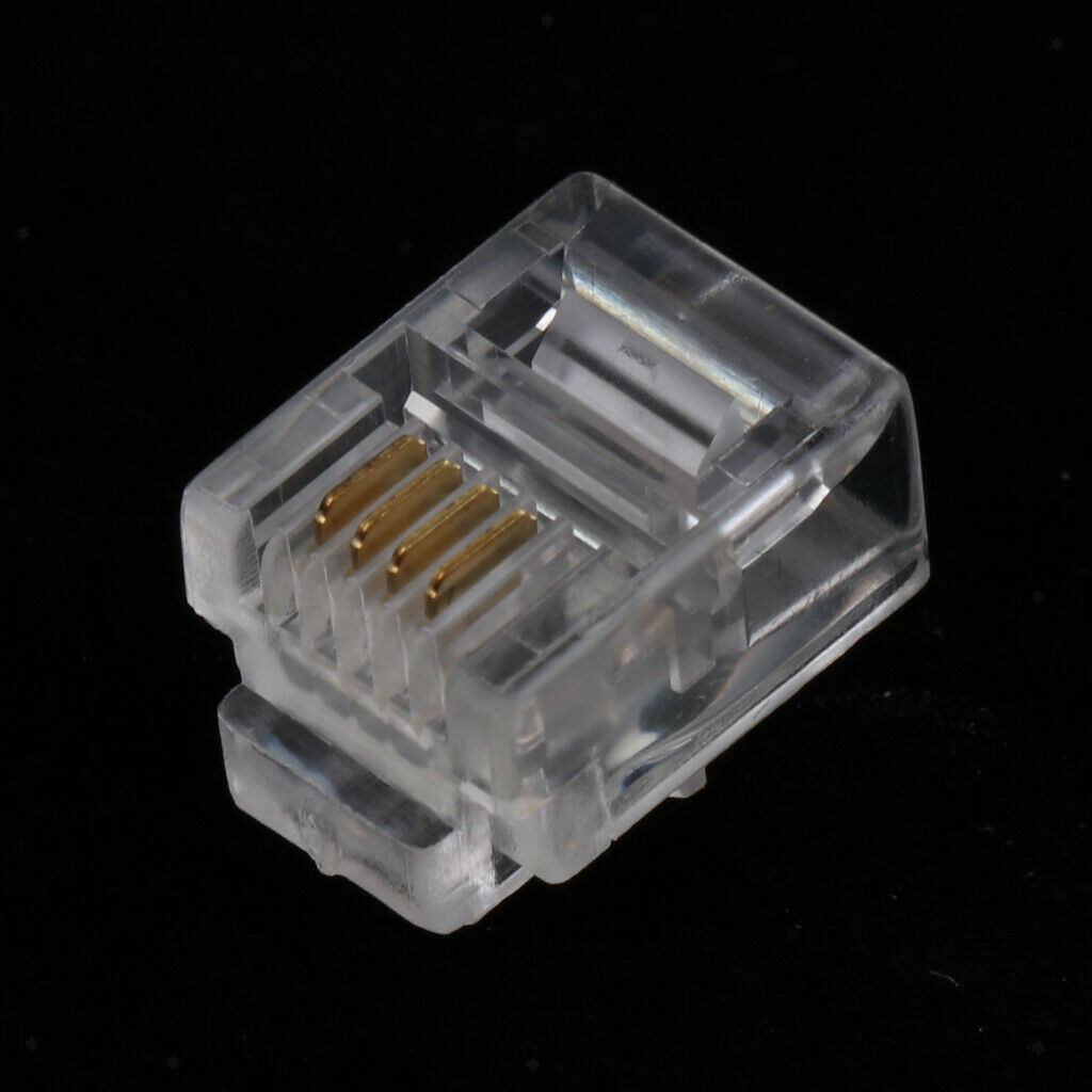 100Pcs/lot RJ11 6P4C Phone Crimp Plugs Connectors Ends for Telephone Fax