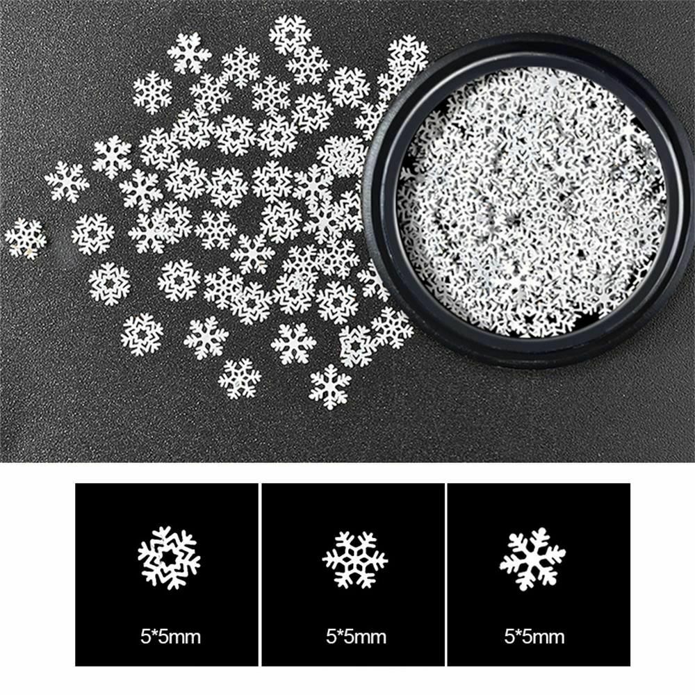Manicure Decor Beauty Gillter Flakes White Snowflake DIY Art Tips Nail Sequins
