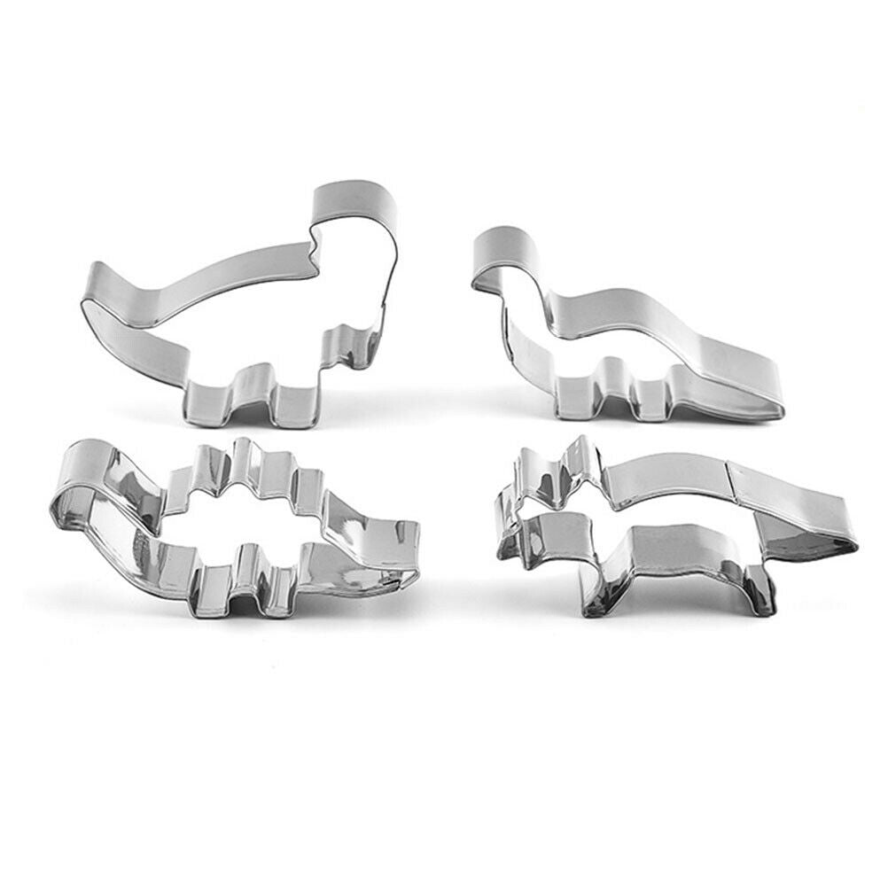 4Pcs Dinosaur Mold Cookie Cutter Baking Cooking Tools Stainless Steel Cake Mold