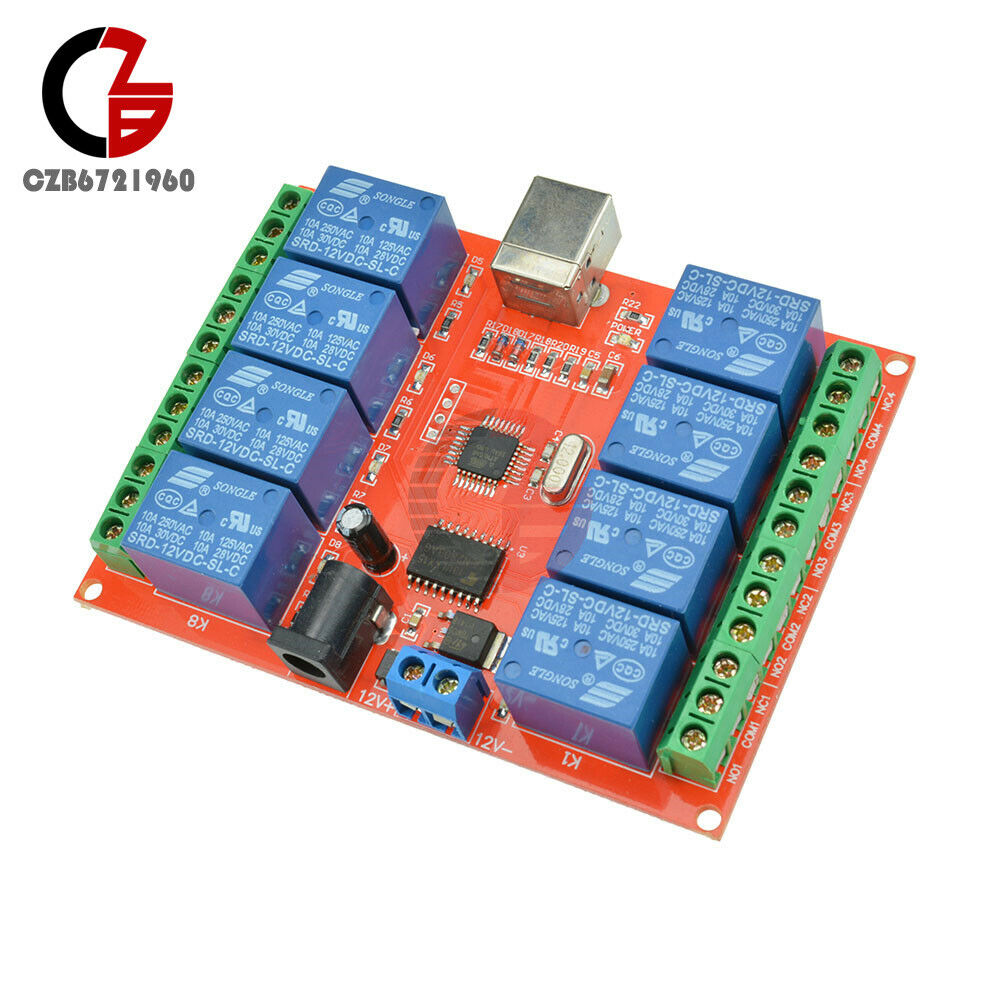 8CH 8 Channel DC 12V Relay Control Board USB ULN2803 Driver Module For AVR ARM