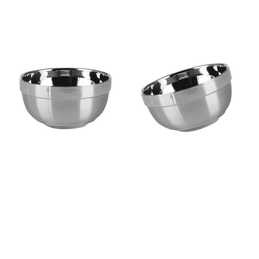 2Pcs Stainless Steel Bowl Set Double-walled Insulated Metal Snack Bowls