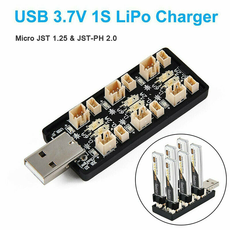 1S LiPo Battery USB Charger 6 Channel 3.7V/4.20V for Tiny Whoop Blade Inductrix