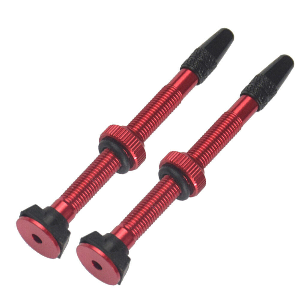 4Pcs Alloy 60mm Red Mountain Bike Tubeless Presta Valve Stem Kit Universal