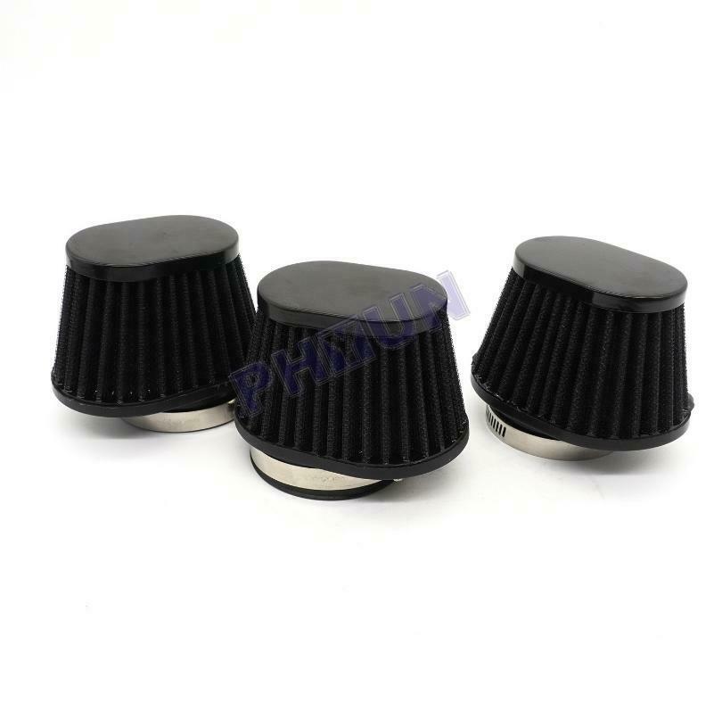 2x Motorcycle Air Filter Cold Air Intake High Flow Cone Filter Black 2.35'' 60mm