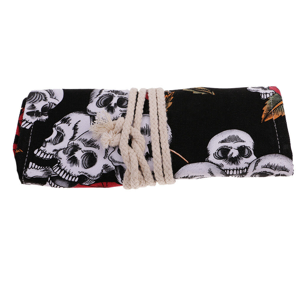 Roll Up Sketching Pencil Case Canvas Pen Bag Holder Pouch Storage Organizer