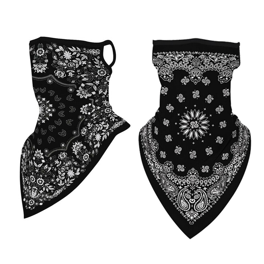 2 Pcs Bandana Face Balaclava Neckerchief Ear Hanging UV Sun Gaiter Headwear