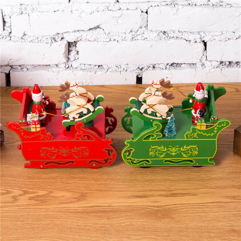 Christmas Sata Claus Snowman Sleigh Music Box Clockwork Toys Xmas Gift Decor