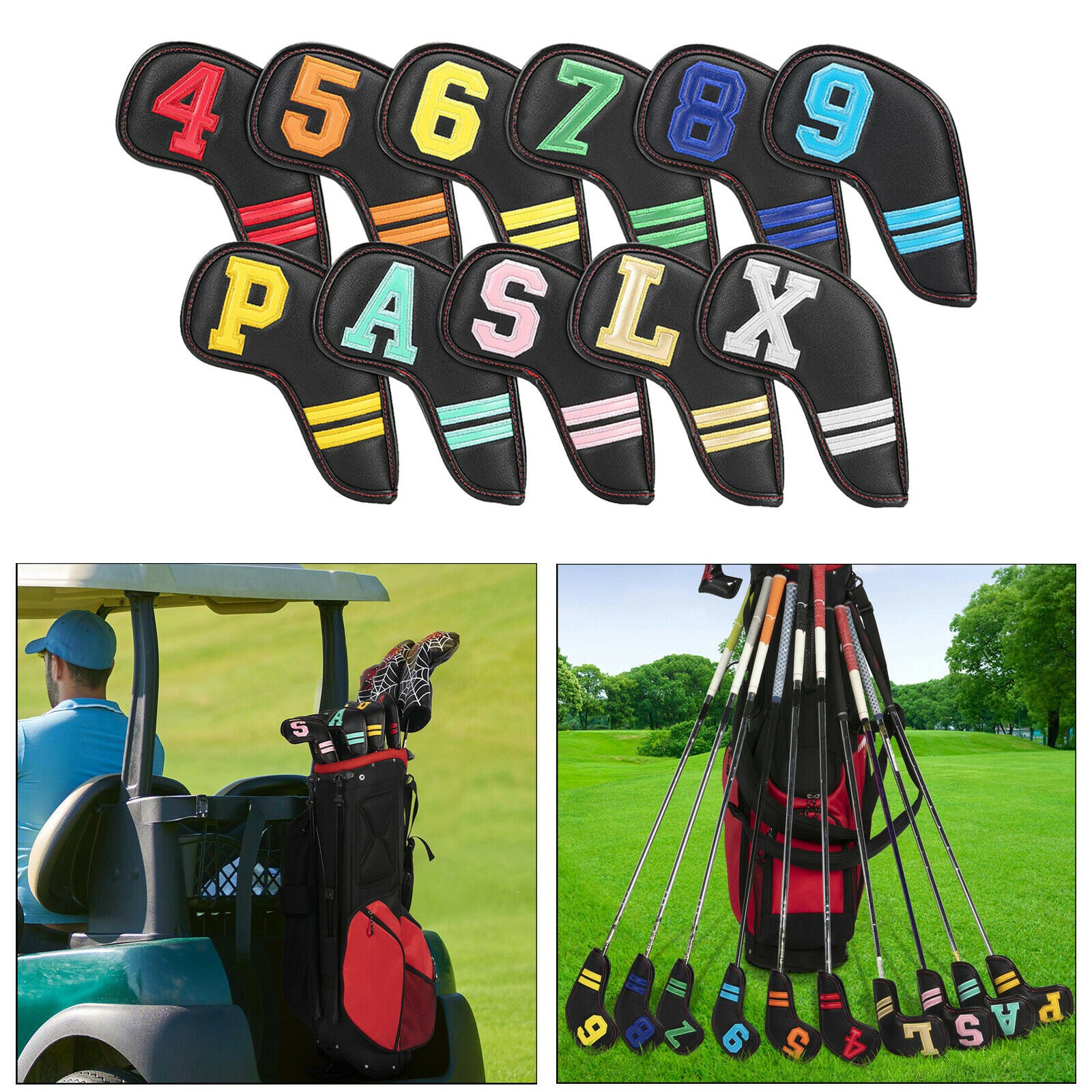 11x Durable Golf Iron Headcover Club Head Cover Protection with No. Tag