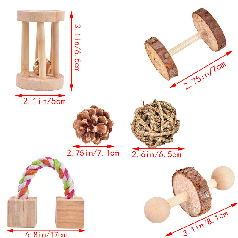 13 Pack Hamster Chew Toys, Natural Wooden Pine Guinea Pigs Rats Chinchillas .DD