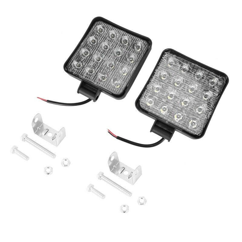 2 pcs 48W 6000k LED Spot Beam Square Work Lights Lamp Tractor SUV Truck 4WD 12F8