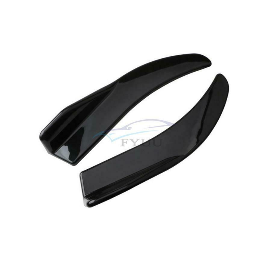 2PCS Glossy Black Car Bumper Spoiler Rear Lip Corner Diffuser Body Side Skirt