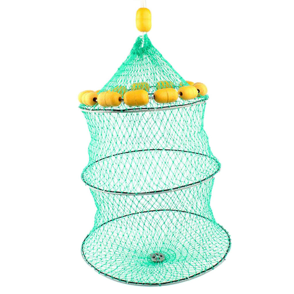 Buoyancy Fishing Net Trap Three-Layer Folding   Cage with 14 Float Balls