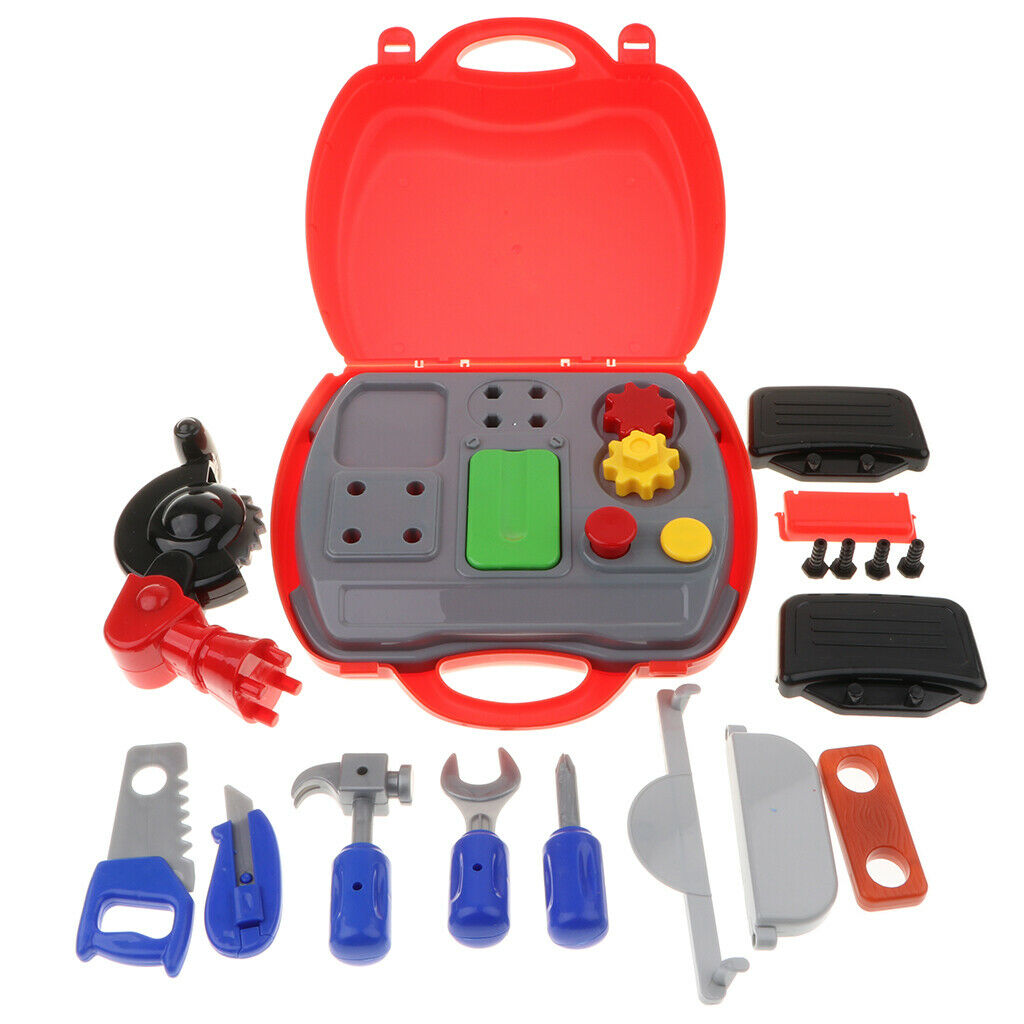 19Pcs Construction Tool Playset with Suitcase - Kids Children Pretend Play Early