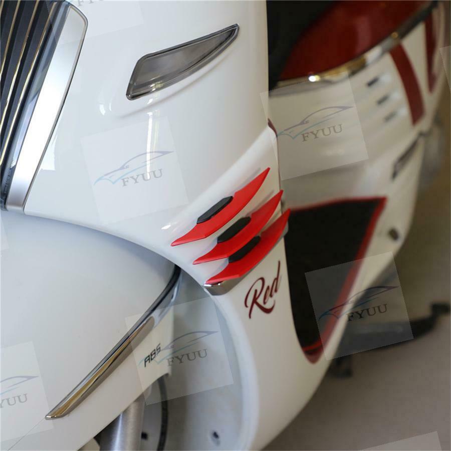 3 Pair Motorcycle Side RED Winglets Wind Fin Spoiler Trim Cover Air Deflector