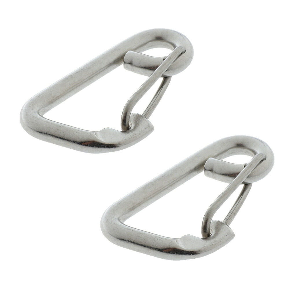2x 8cm Marine Grade Stainless Steel Snap Hook Buckle Carabiner Climbing