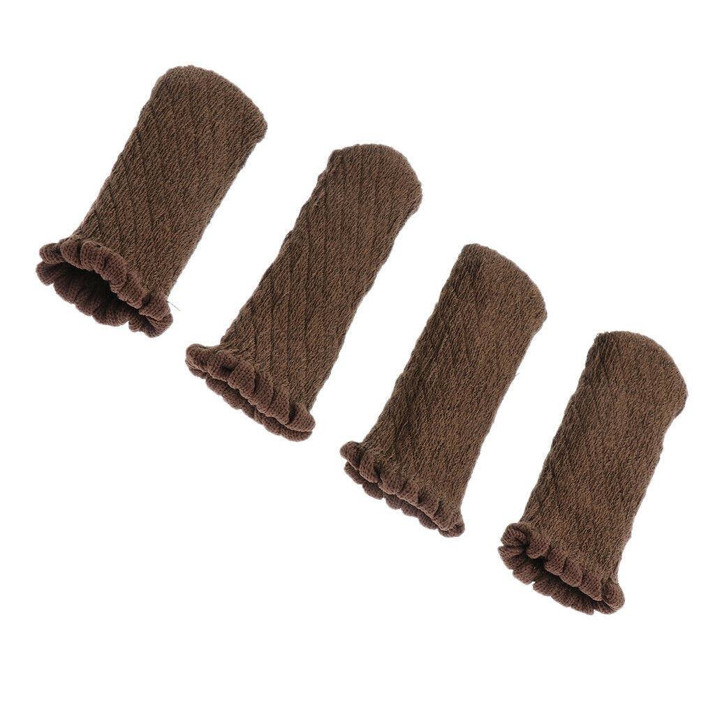 6Colors Woven Cotton 4 Pcs Chair Feet Leg Socks Protector Solid Brown