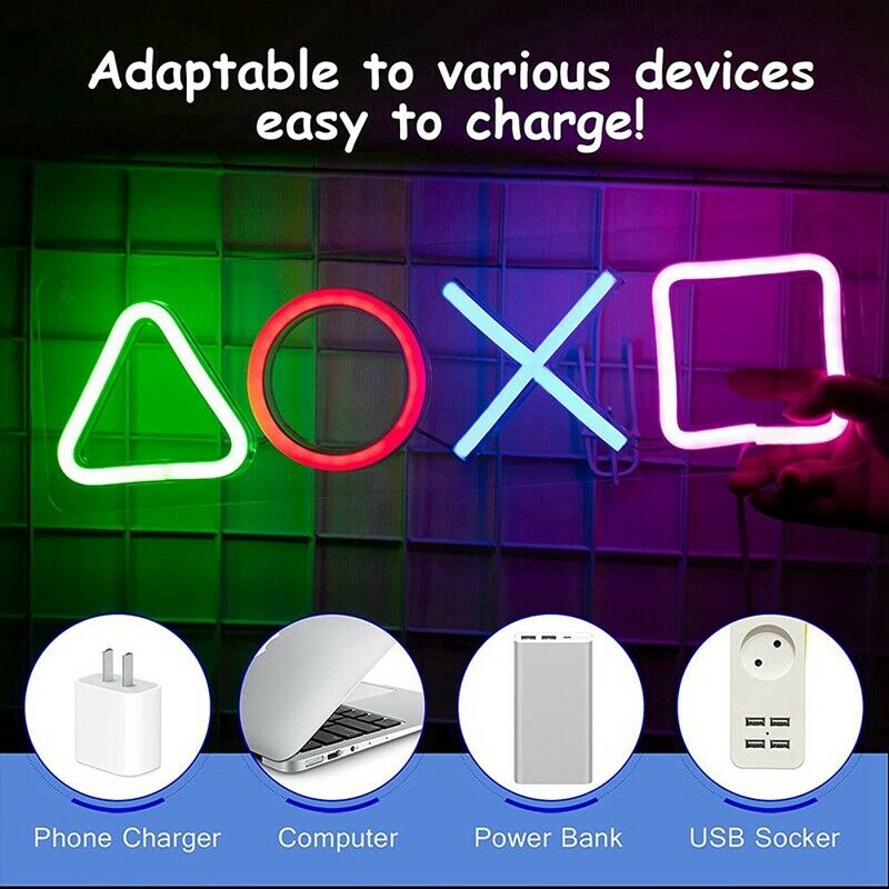 Gaming Neon Lights Signs for  Icon Bedroom Wall, USB Powered LED Neon Light foM7