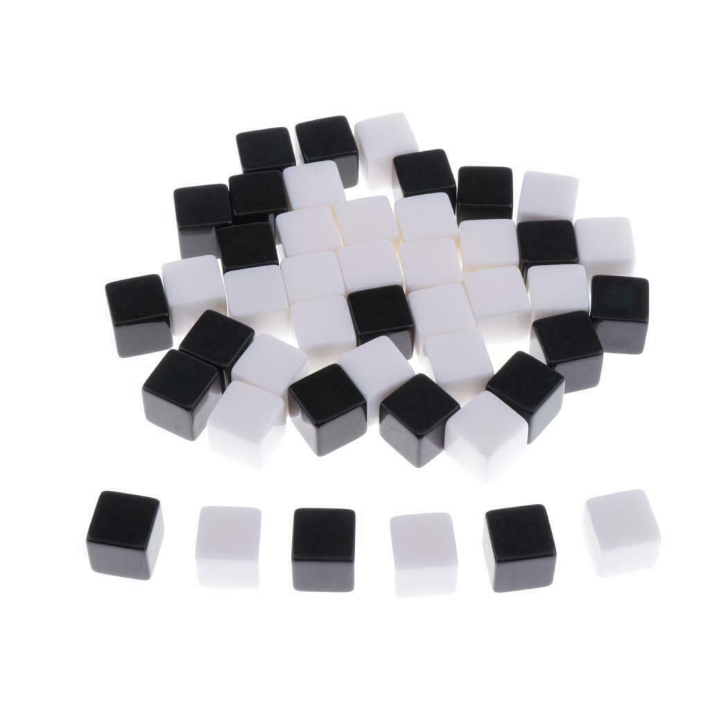 Lots 100 Plastic Colorful Opaque Blank 6 Sided Dice 16mm for DND Board Game