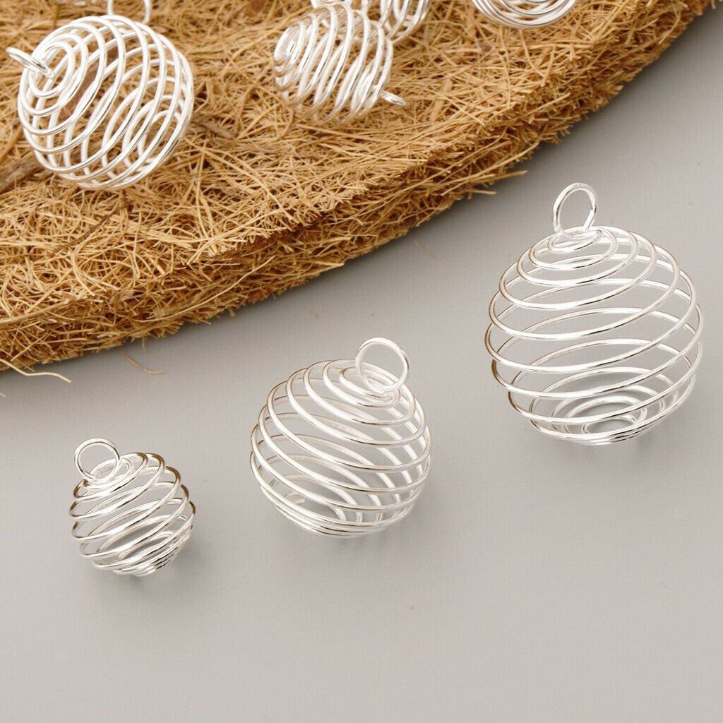 Spiral Cages Pendants for Jewelry Making (15/25/30mm) 10pcs for Each Size 30pcs