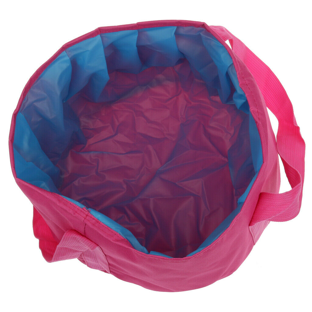 12L Foldable Outdoor Camping Wash Basin Bucket Pot Sink Travel Bag Rose Red