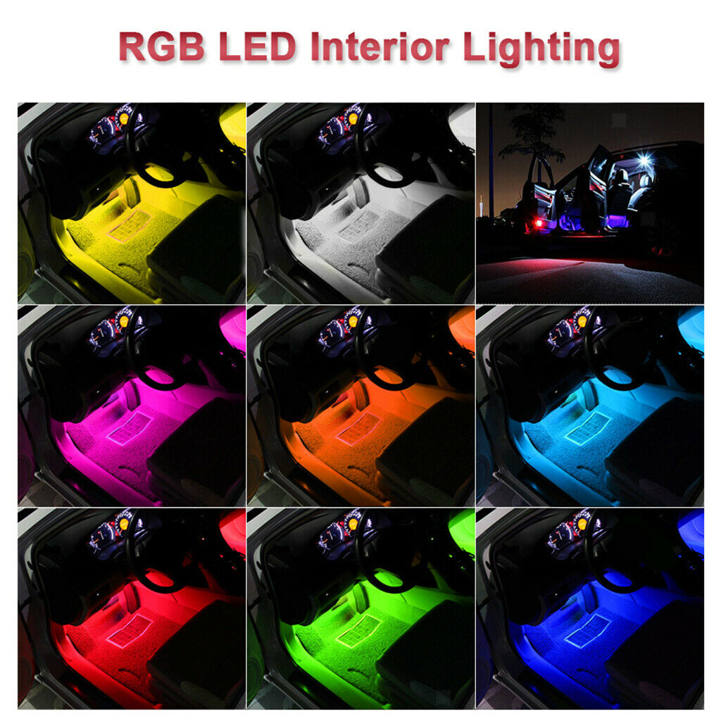 LED Car Auto Strip Light Lamps  Colorful Light 12 LED Voice Remote