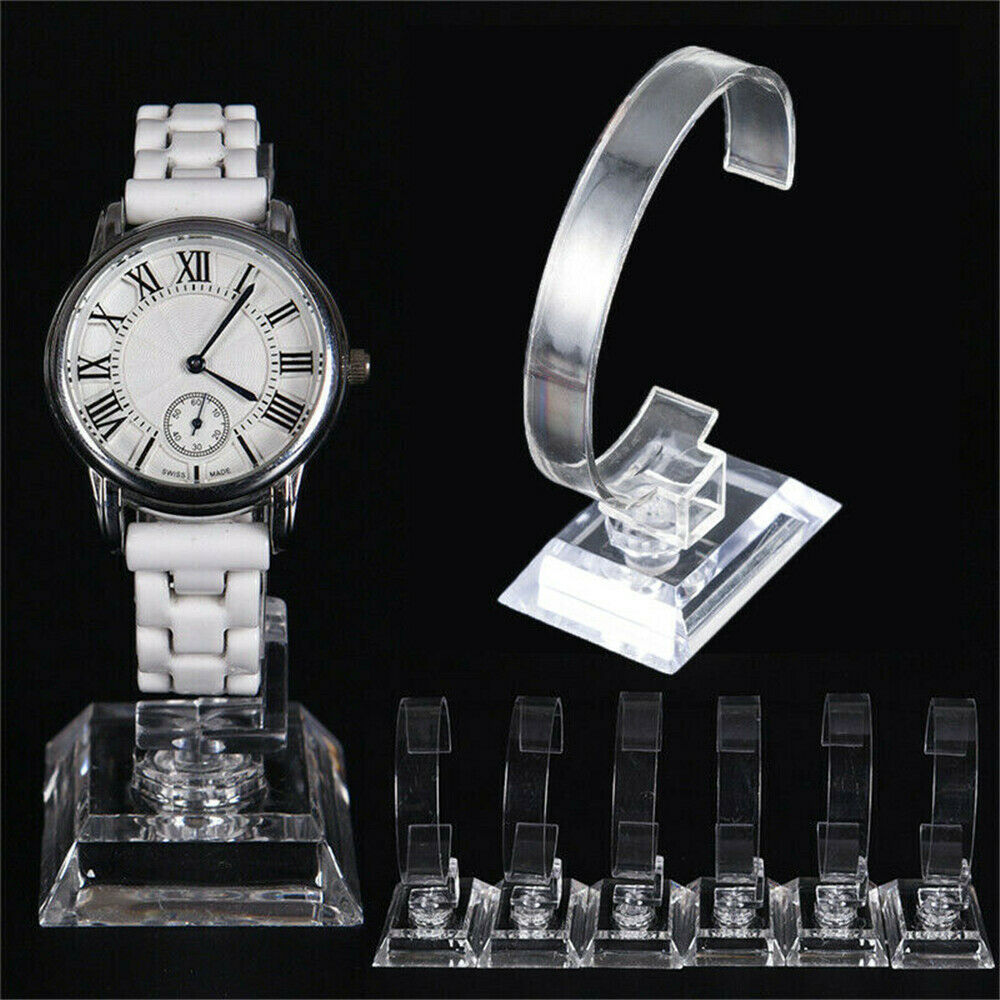 Transparent Plastic Wrist Watch Display Rack Holder Sale Show Case Stand Tool x1