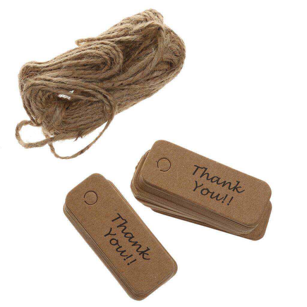 100pcs Thank You Christmas Kraft Paper Gift Tags Labels Hanging Cards Brown