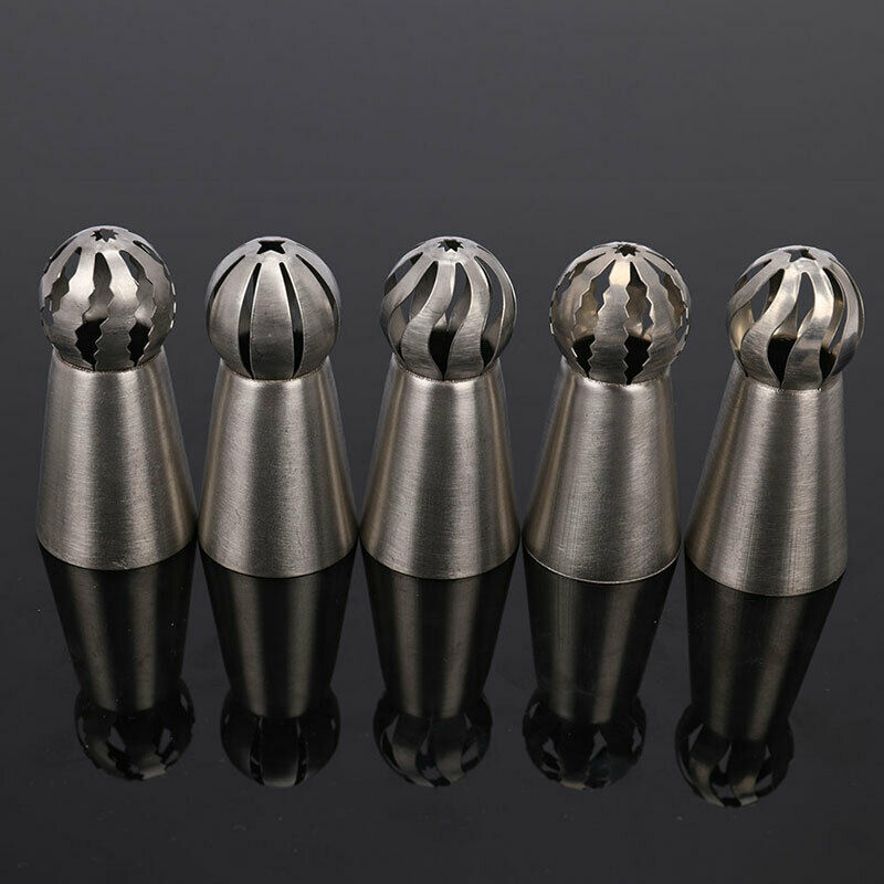 Russian Piping Nozzle 5 Styles Sphere Ball Icing Confectioners Pastry Sug.l8