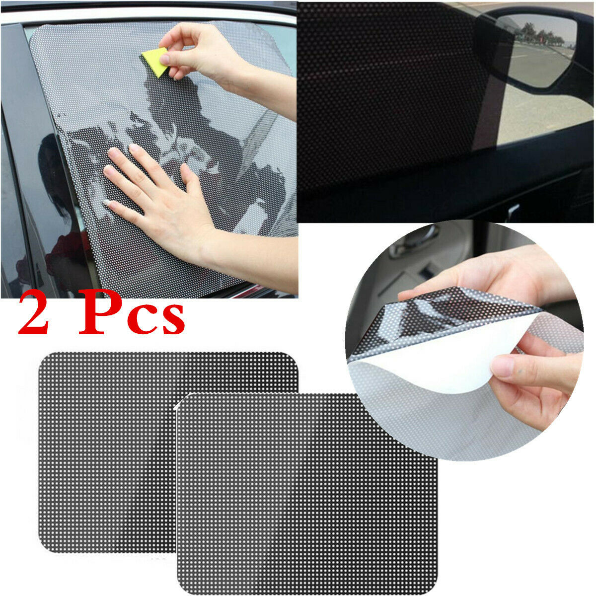 2 Tablets PVC Car Window Sun Shade Static Film Can Stick on &Peel Off at Anytime