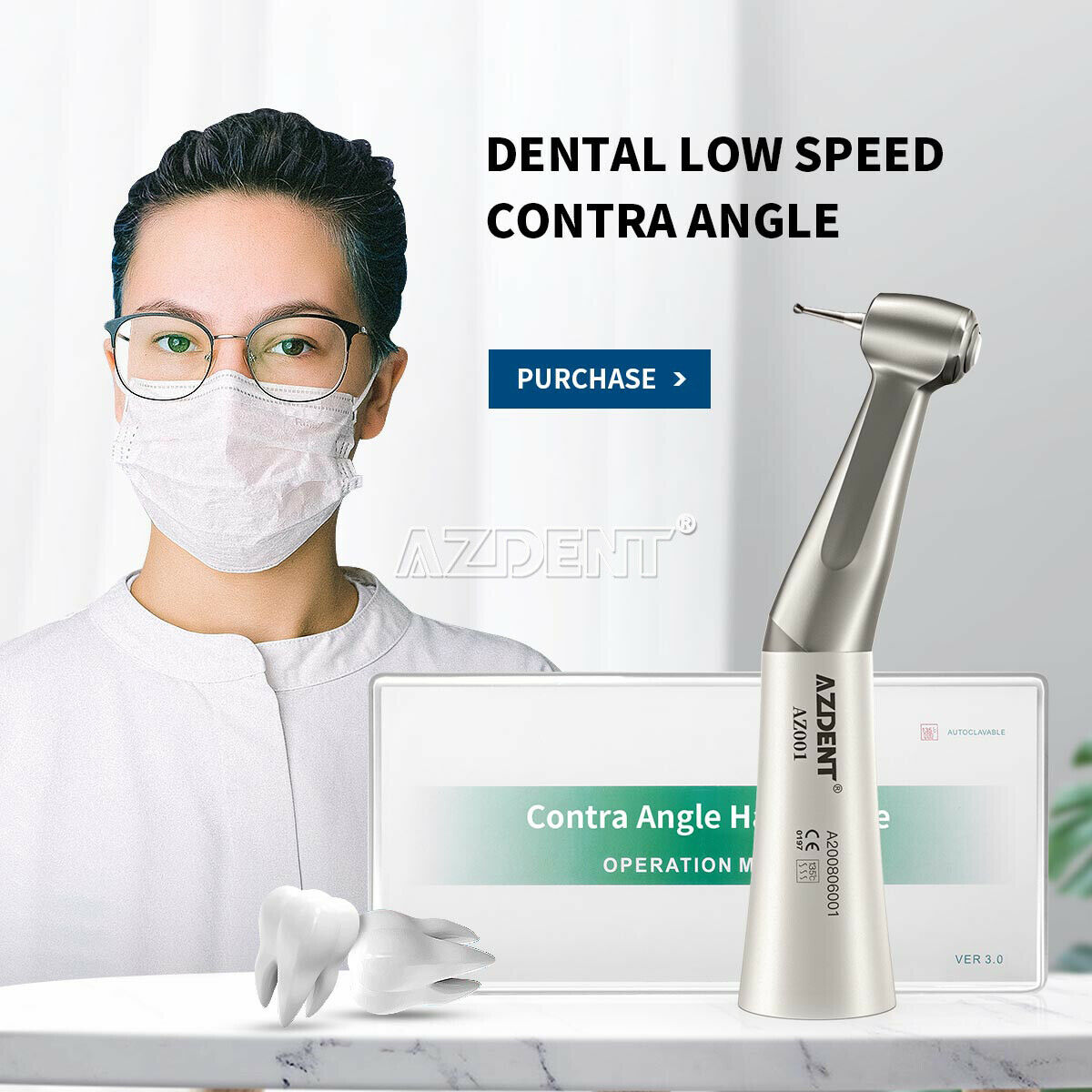 5x NSK Style Dental Low Speed Handpiece Contra Angle Push Button  Etype