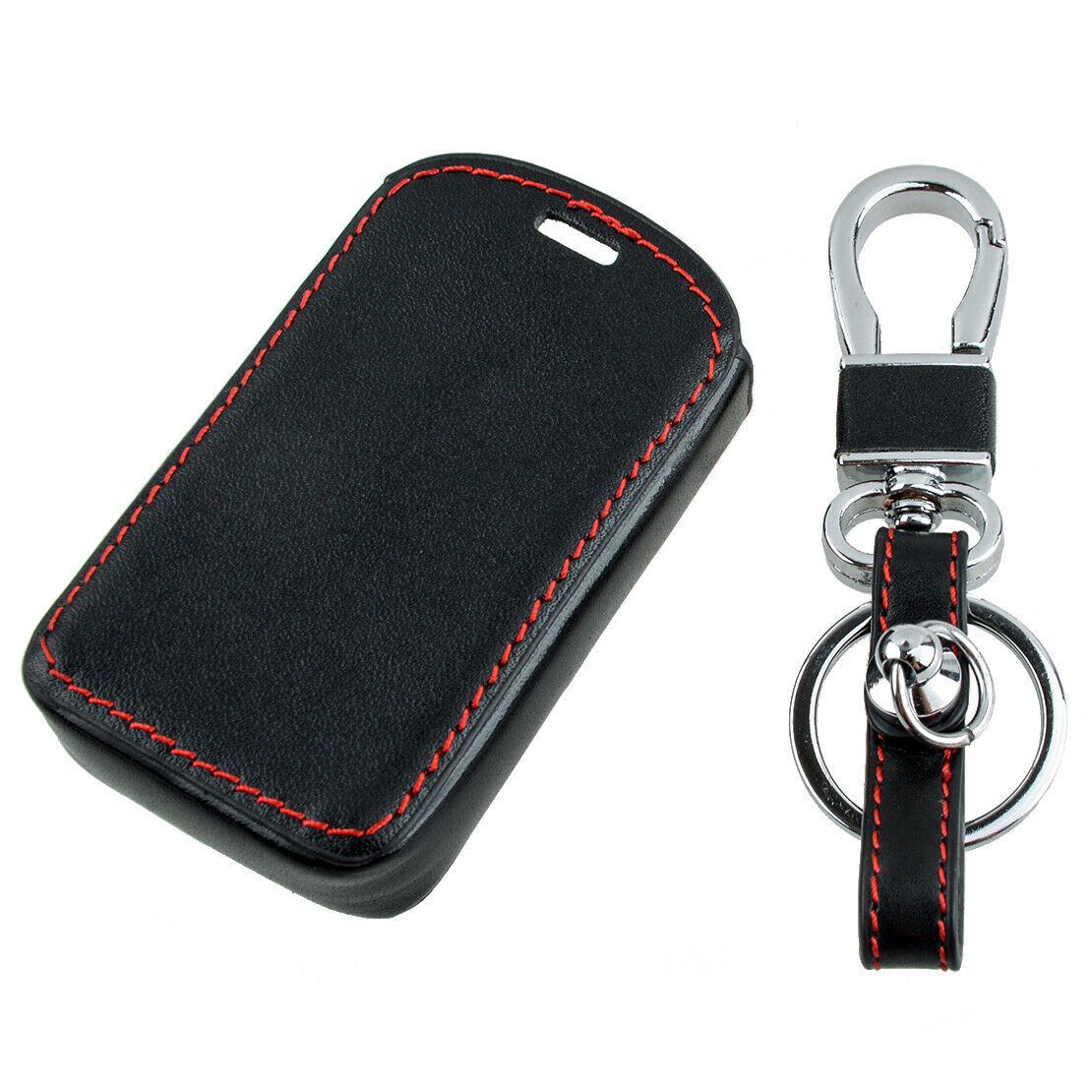 Black PU Leather 4 Buttons Key Fob Cover Case Chain Fit For Mazda 3 6 CX9 CX-30