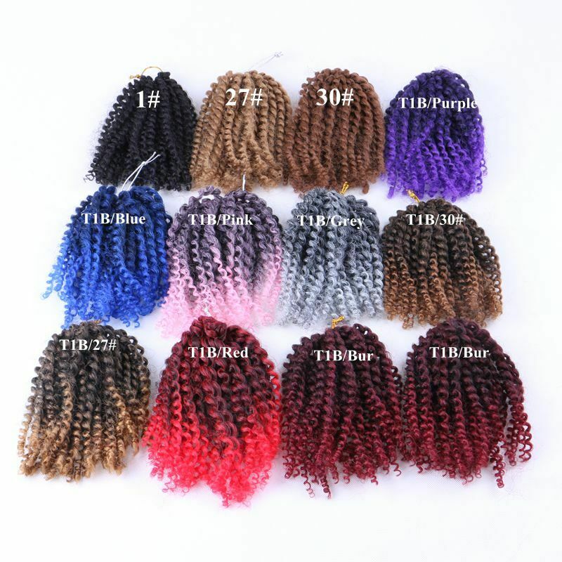8" Ombre Curly Twist Crochet Hair Mali Bob Synthetic Kinky Braids Hair Extension