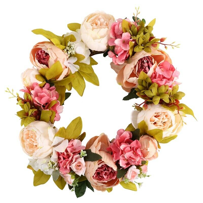 Artificial Flower Wreath Peony Wreath - 16inch Door Wreath Sp Wreath Round WreQ1