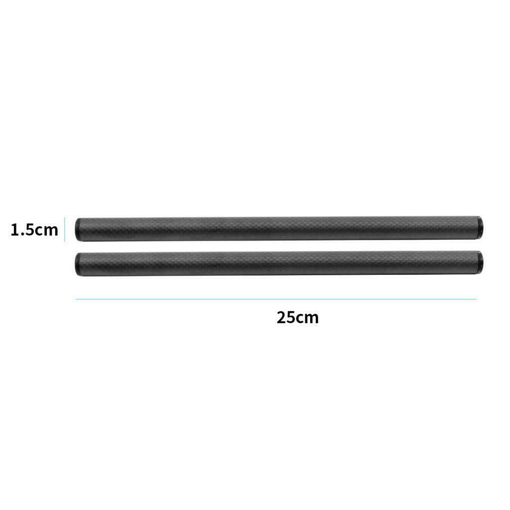2pcs 25cm 10inch 15mm Carbon Fiber Rod for 15mm Rail DSLR Rig Support System