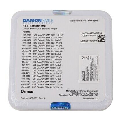 Ormco 3MX Metal Brackets - Roth Rx Mandibular 1st Bi .022 Left With Hook