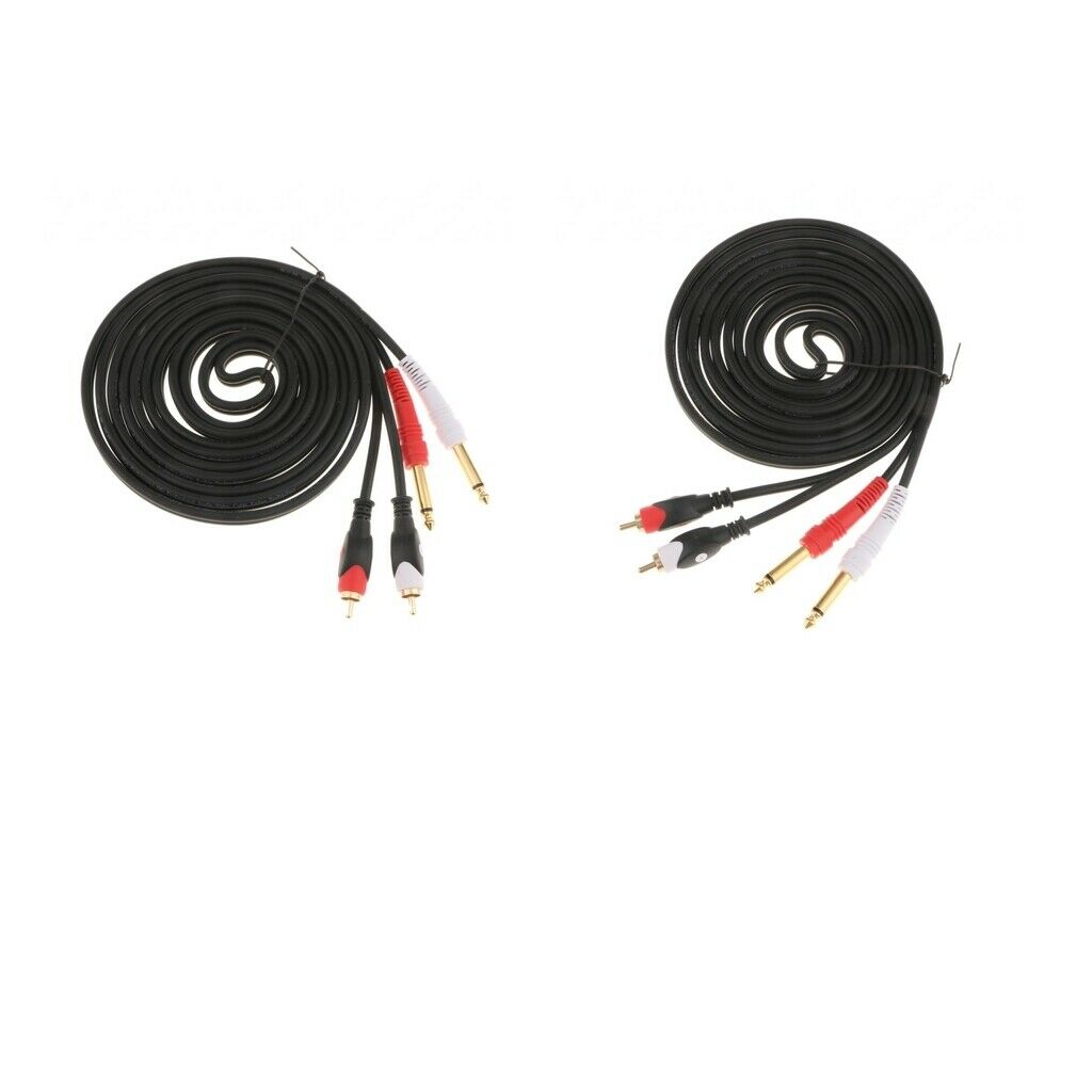 2Pcs 6.35mm 1/4 inch MONO Jack to RCA Phono Audio Connector Cable for KTV 9.8ft