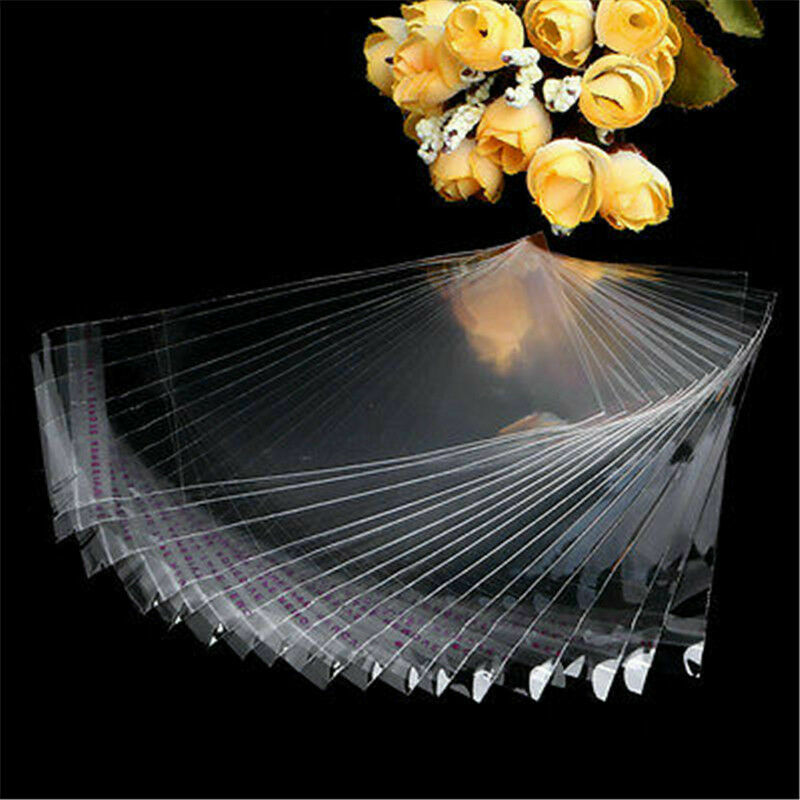 100 pcs Resealable Poly Bags Transparent OPP Bag Plastic Bags Self Adhesive Seal