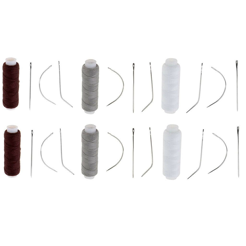 6pcs Professional Weaving Thread and 3 Types 18 Pieces Needles For Weft Hair