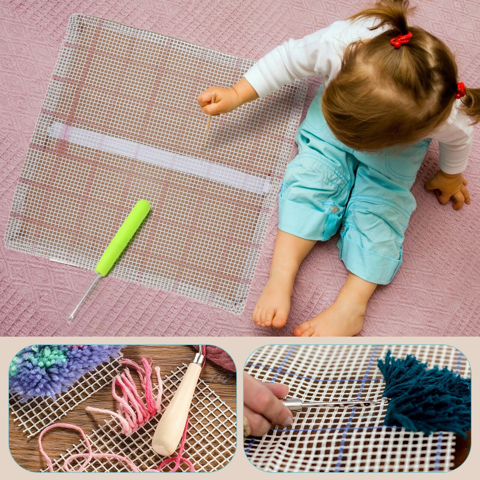 Crochet Grid Fabric To Make Pillow Cushion DIY Mat