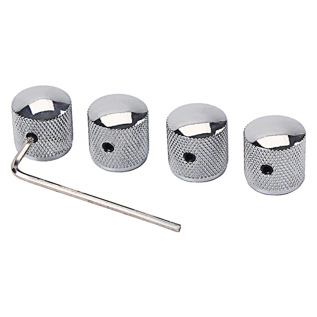 4 Pieces Volume Tone Control Dome Knobs Button for Electric Guitar Bass, Made of