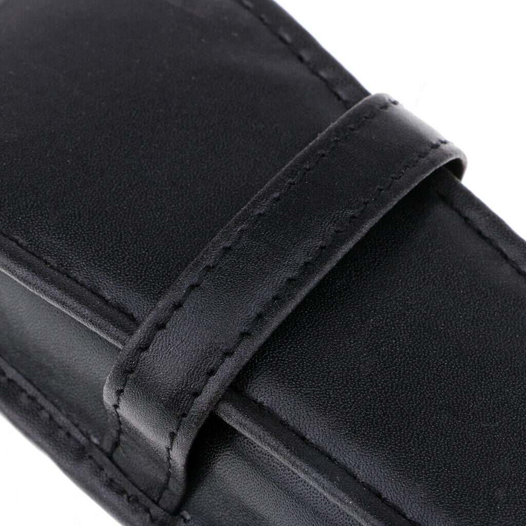 2 Slots Pencil Bag Leather Pen Case Sleeve Bag Black School Supplies
