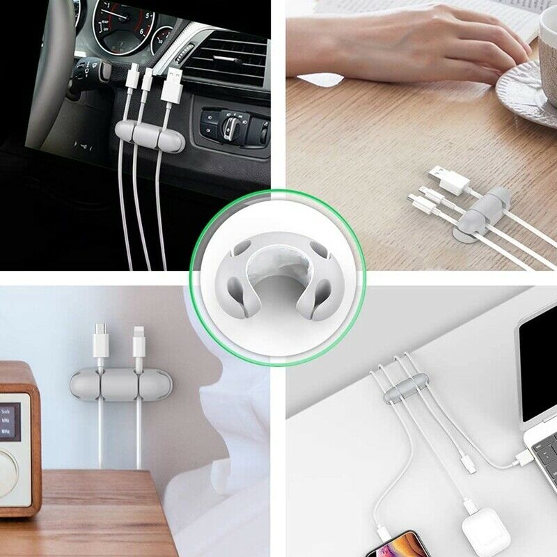 3-Piece Cable Holder Desktop Cable Clamp Self-Adhesive Cable Management Cord OK2