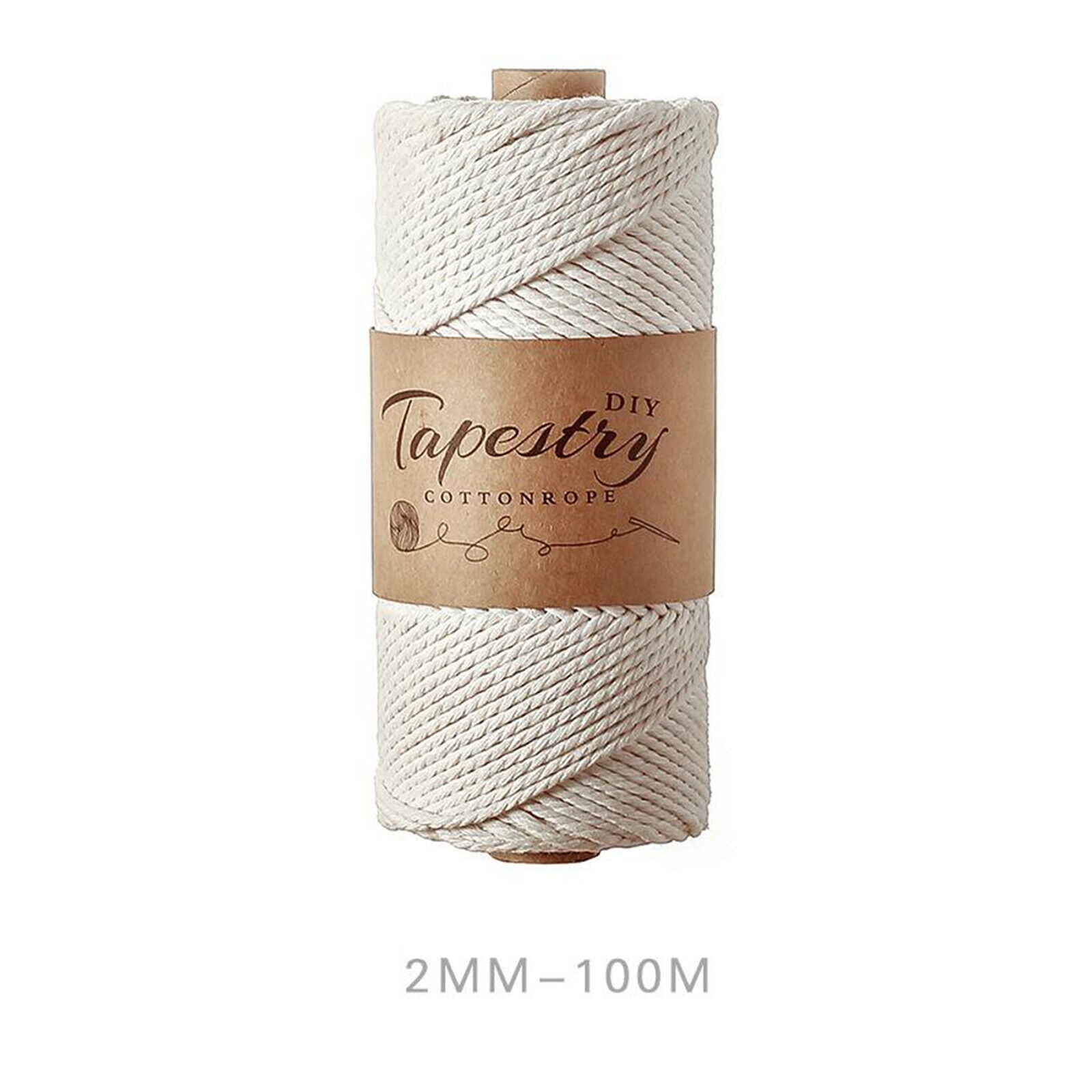 2X Cotton Twisted Cord DIY Macrame String Rope Textile Accessories 2mm-100m
