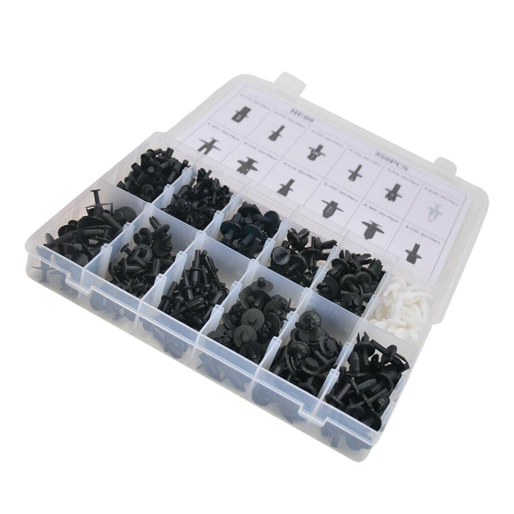 350 Pack Mixed Car Body Push Pin Rivet Fasteners Door Hood Fender Fastener