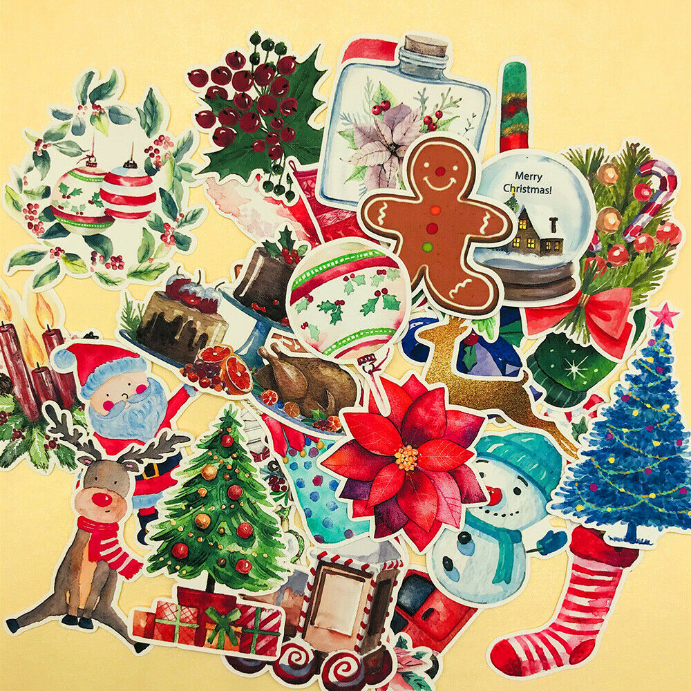 33Pcs Christmas Stickers Santa Claus Snowman Tree DIY Scrapbooking Diary Crafts