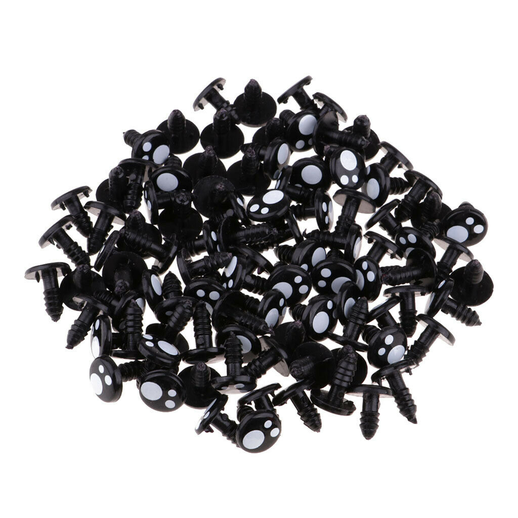 100pcs Solid Eyes Black Plastic Safety Eyes Round Buttons Eyes  For